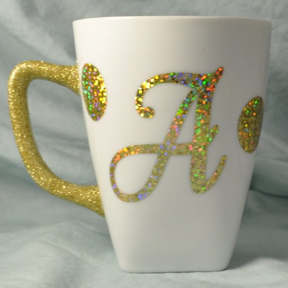 *CLOSE OUT* 12 oz mug gold glitter monogram "A" better homes & gardens (w924) - Picture 1 of 10